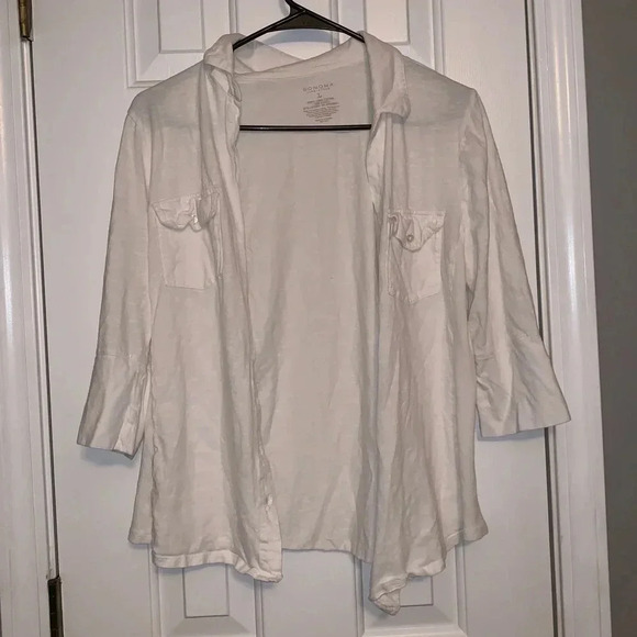 Quarter Sleeve Button Down Blouse - Picture 1 of 5